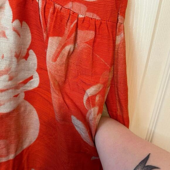 Jonathan Saunders Sleeveless Midi Shirt Dress Size 36 (US 4) Orange-Red/Beige - Picture 5 of 11